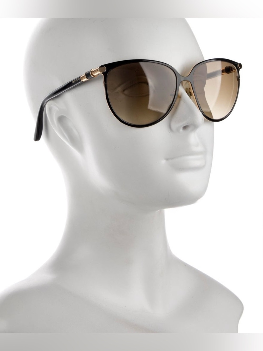 Jimmy Choo Black Sunglasses with Gold Accents and Brown Gradient Lenses